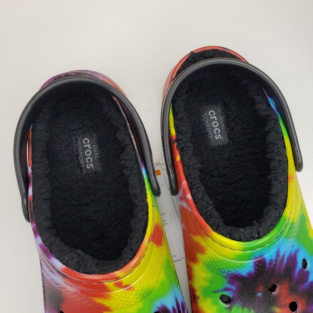 Crocs Unisex Classic Tie-Dye Lined Clog - Multi/Black NWT Mens Size 12 - Picture 9 of 9